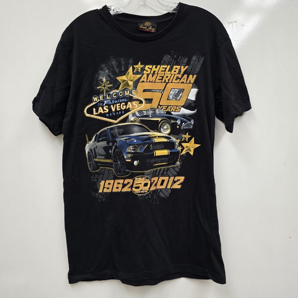 Carroll Shelby Shirt Mens Large Black Muscle Car Tee 50 Years Short Sleeve